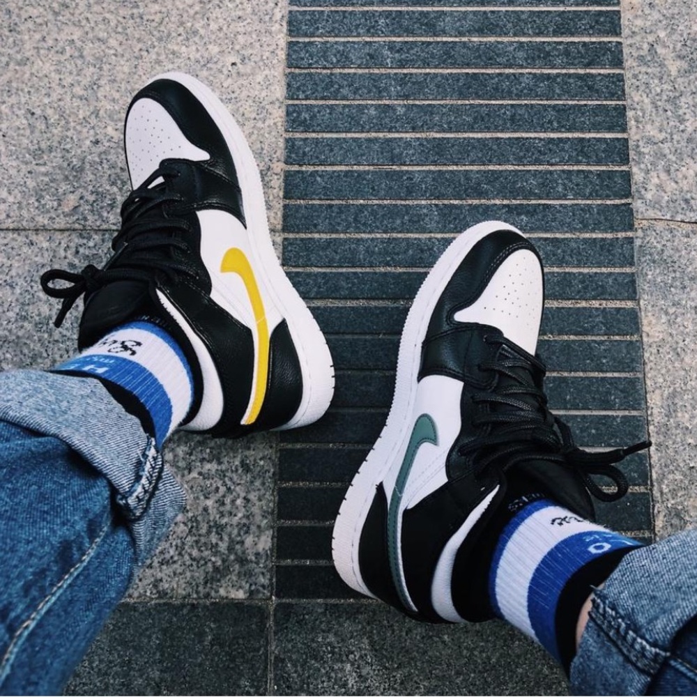 Kids Air Jordan 1 Mid Multi Color Swoosh GS